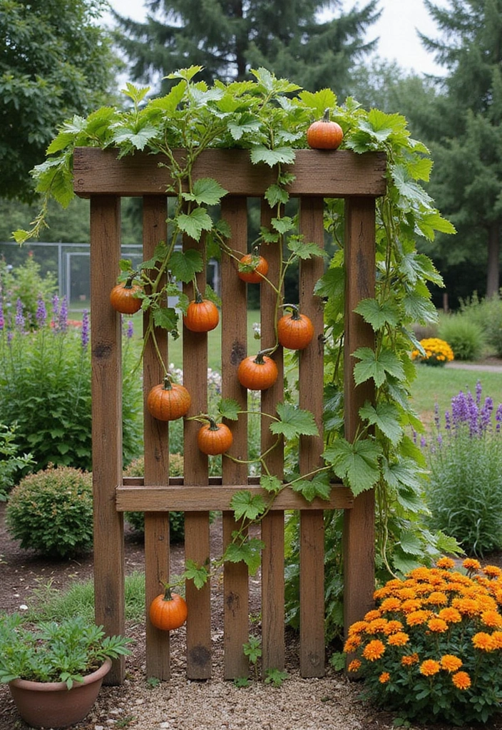 30 Pumpkin Trellis Ideas to Save Space and Grow Big 29 30 Pumpkin Trellis Ideas to Save Space and Grow Big - 5. Pallet Garden Trellis