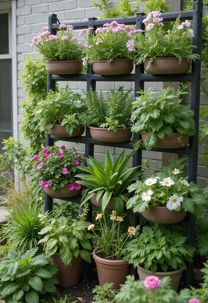 30 Rustic Trellis Ideas with Country Garden Charm - 14. Trellis with Hanging Planters