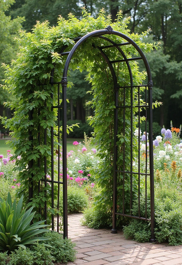 30 Rustic Trellis Ideas with Country Garden Charm - 2. Vintage Metal Trellis