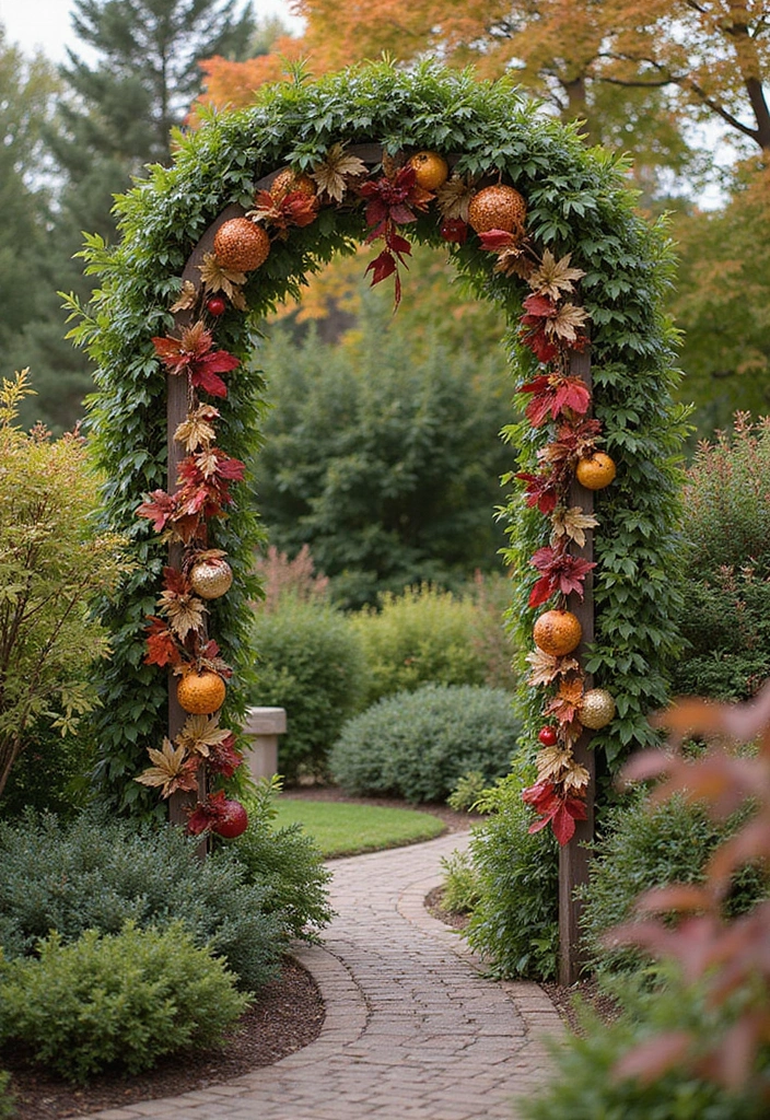 30 Rustic Trellis Ideas with Country Garden Charm - 24. Trellis with Seasonal Decor