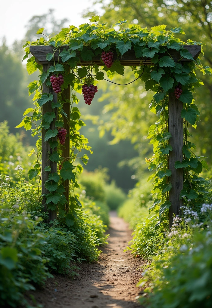 30 Rustic Trellis Ideas with Country Garden Charm - 25. Trellis with Climbing Fruits