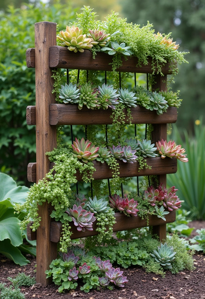 30 Rustic Trellis Ideas with Country Garden Charm - 29. Trellis with Succulents