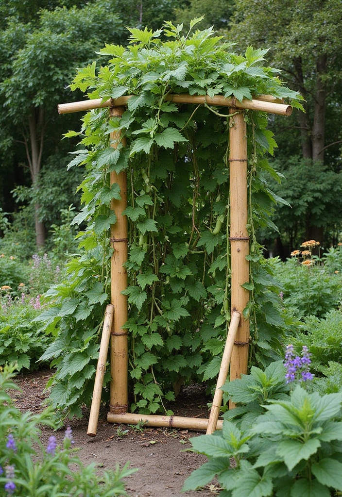 30 Rustic Trellis Ideas with Country Garden Charm - 5. Rustic Bamboo Trellis