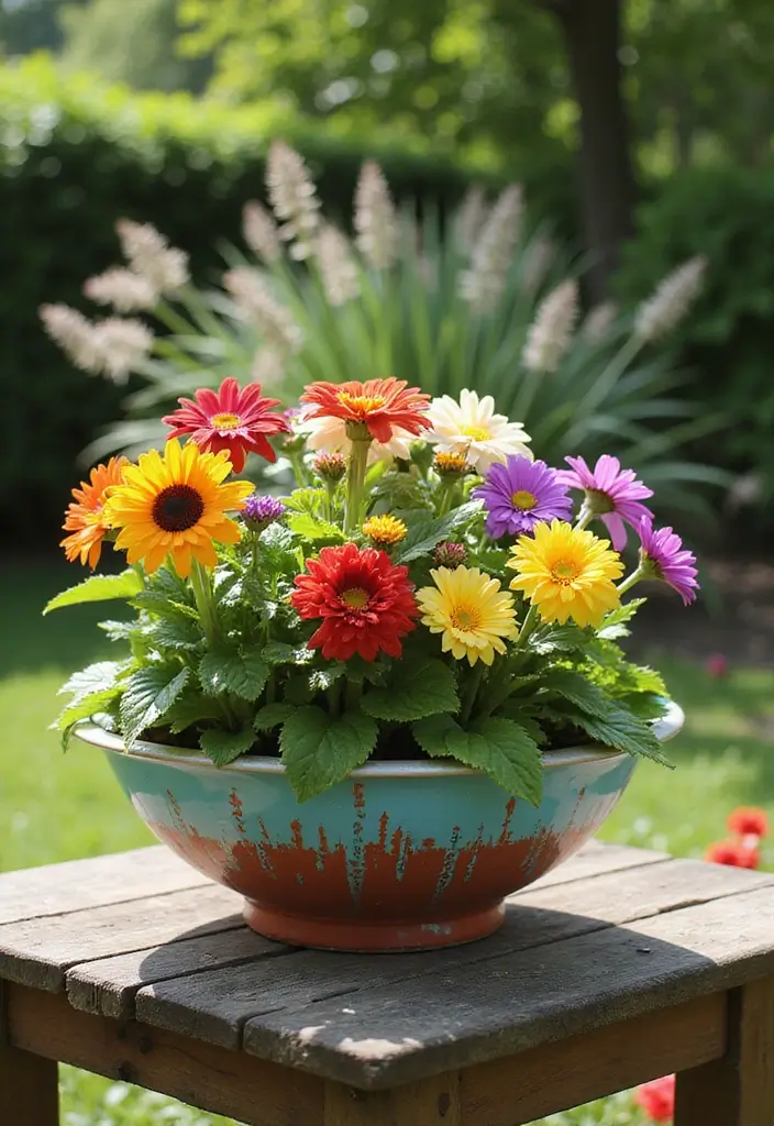 30 Sink Planter Ideas That Turn Vintage Finds into Decor - 17. Painted Sink Planters