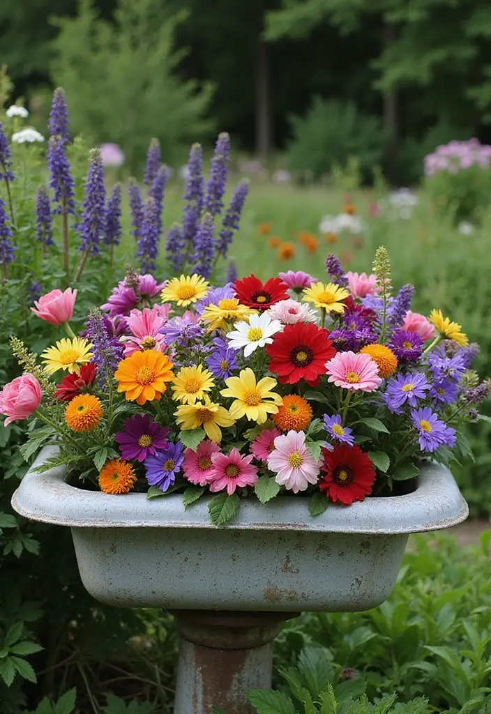 30 Sink Planter Ideas That Turn Vintage Finds into Decor - 18. Sink Planter with Edible Flowers