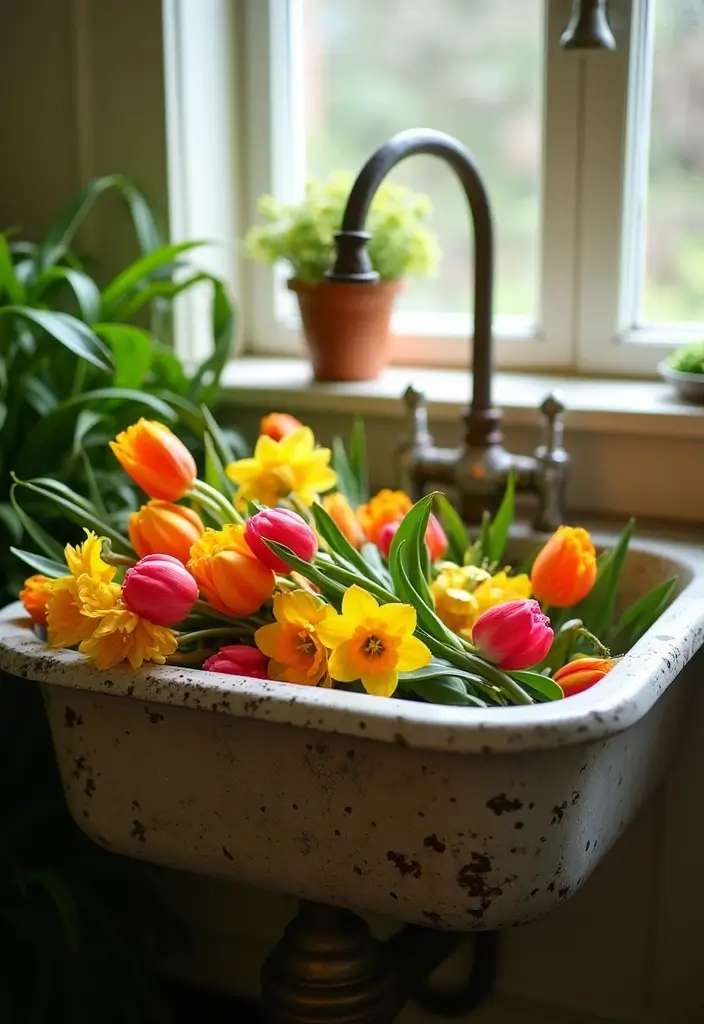 30 Sink Planter Ideas That Turn Vintage Finds into Decor - 7. Sink for Spring Bulbs