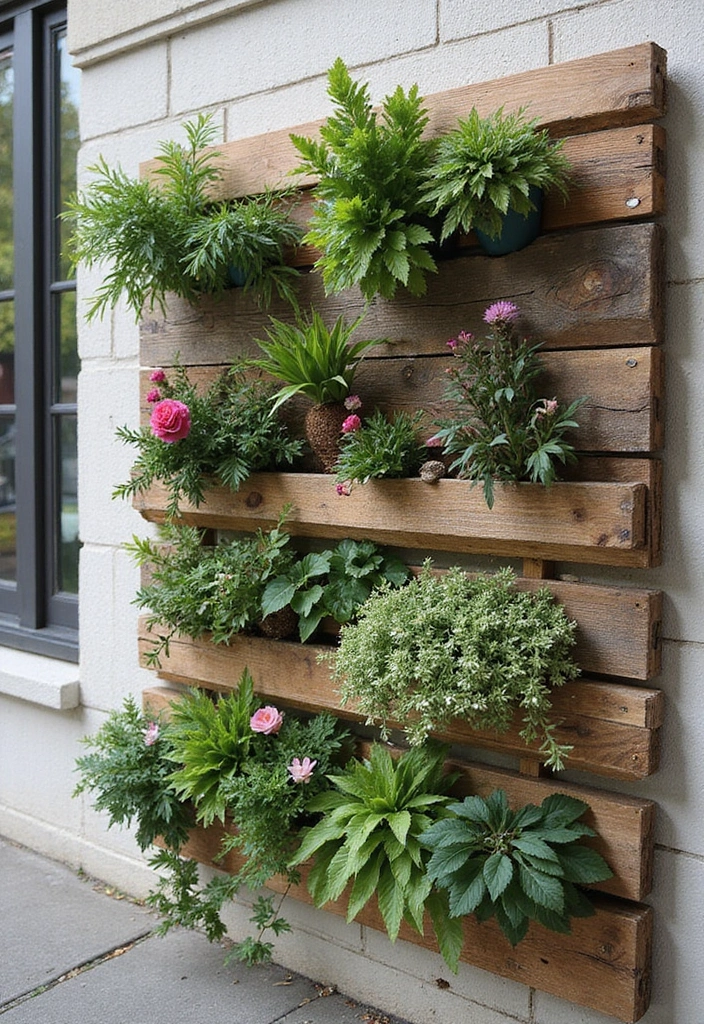 30 Stacking Planter Ideas to Save Space and Style Up - 14. Vertical Garden with Recycled Wood
