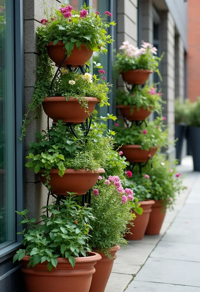 30 Stacking Planter Ideas to Save Space and Style Up - 19. Stacked Planters with Trellises