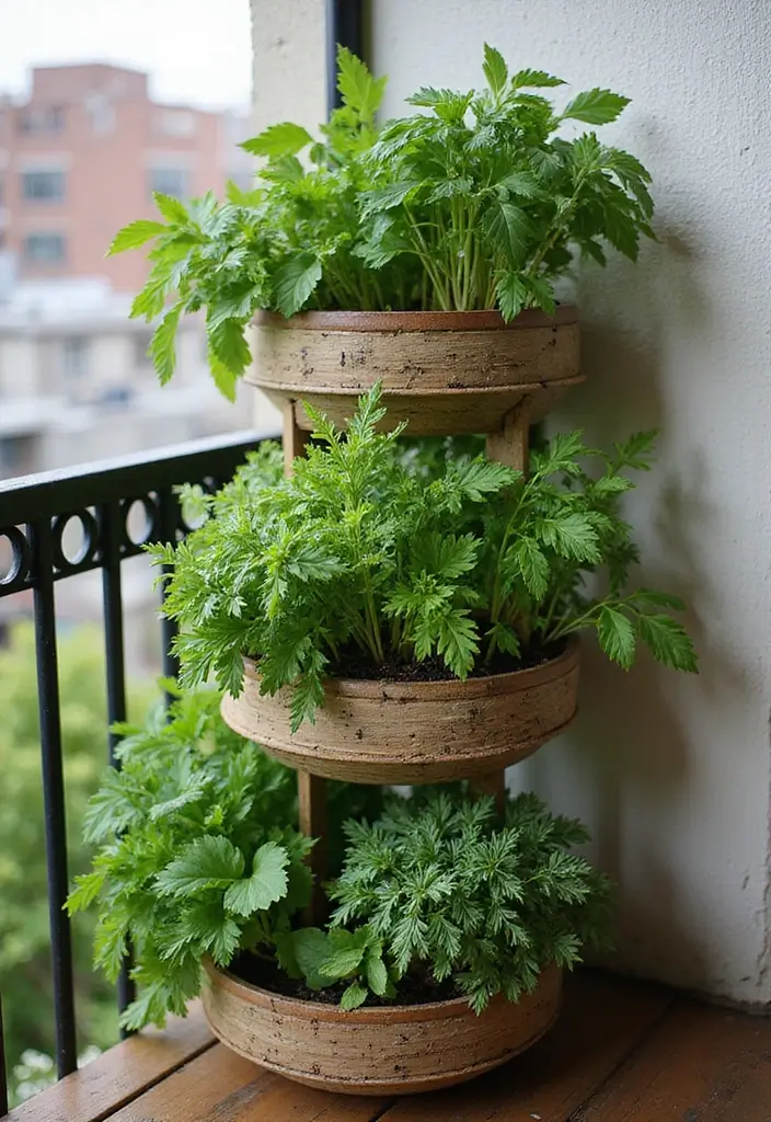 30 Stacking Planter Ideas to Save Space and Style Up - 22. Stacked Herb Garden
