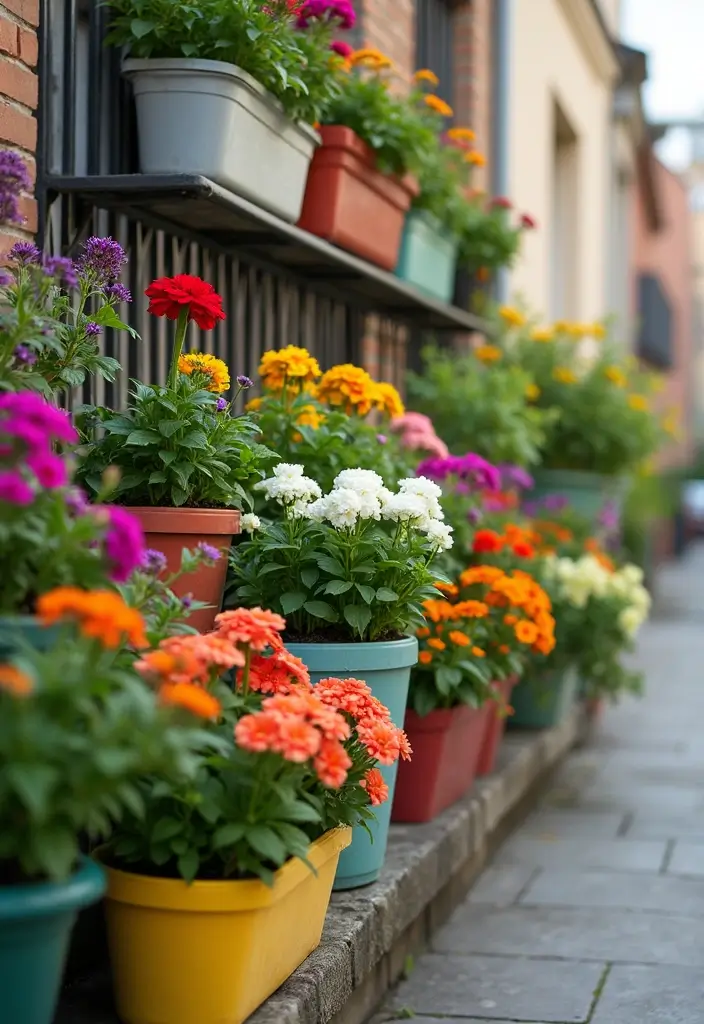 30 Stacking Planter Ideas to Save Space and Style Up - 25. Colorful Stacking Planters