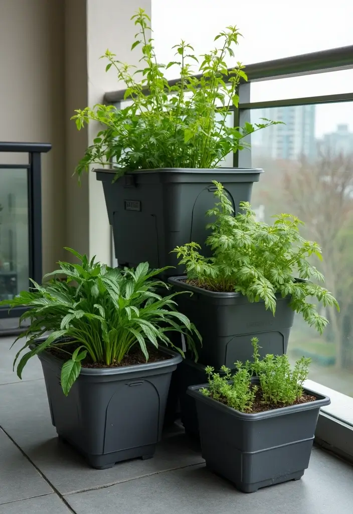 30 Stacking Planter Ideas to Save Space and Style Up - 27. Stacking Planters with Drainage Trays