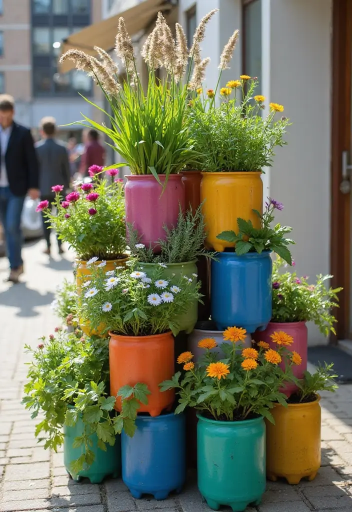 30 Stacking Planter Ideas to Save Space and Style Up - 5. DIY Stacking Planter from Plastic Bottles