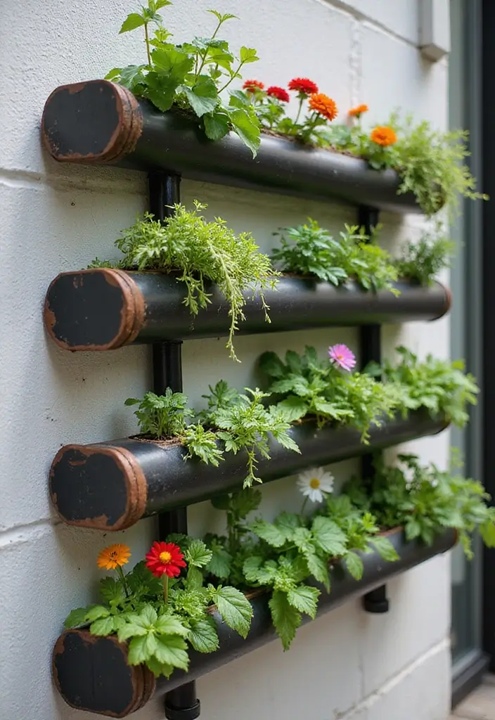 30 Stacking Planter Ideas to Save Space and Style Up - 8. Vertical Garden with PVC Pipes