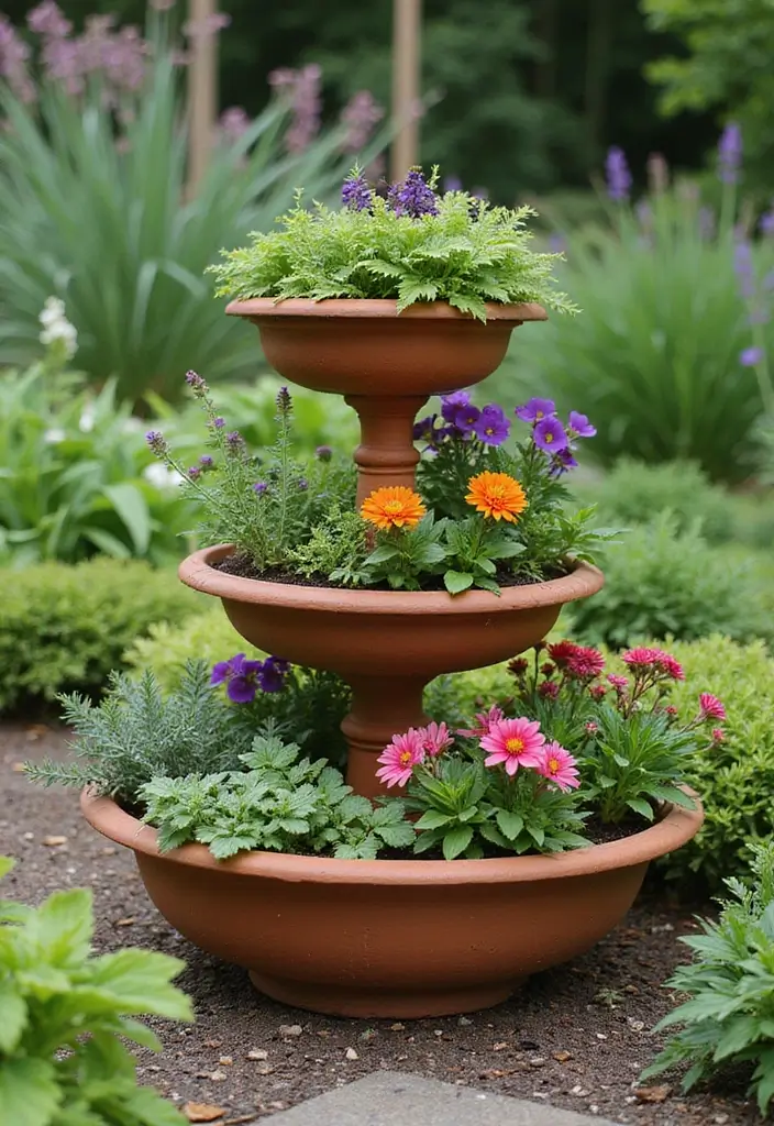 30 Three-Tiered Planter Ideas That Add Height and Beauty 81 30 Three-Tiered Planter Ideas That Add Height and Beauty - 13. Classic Terracotta Tiers