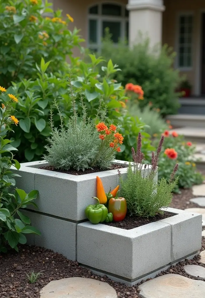 30 Three-Tiered Planter Ideas That Add Height and Beauty 29 30 Three-Tiered Planter Ideas That Add Height and Beauty - 5. Cement Block Towers