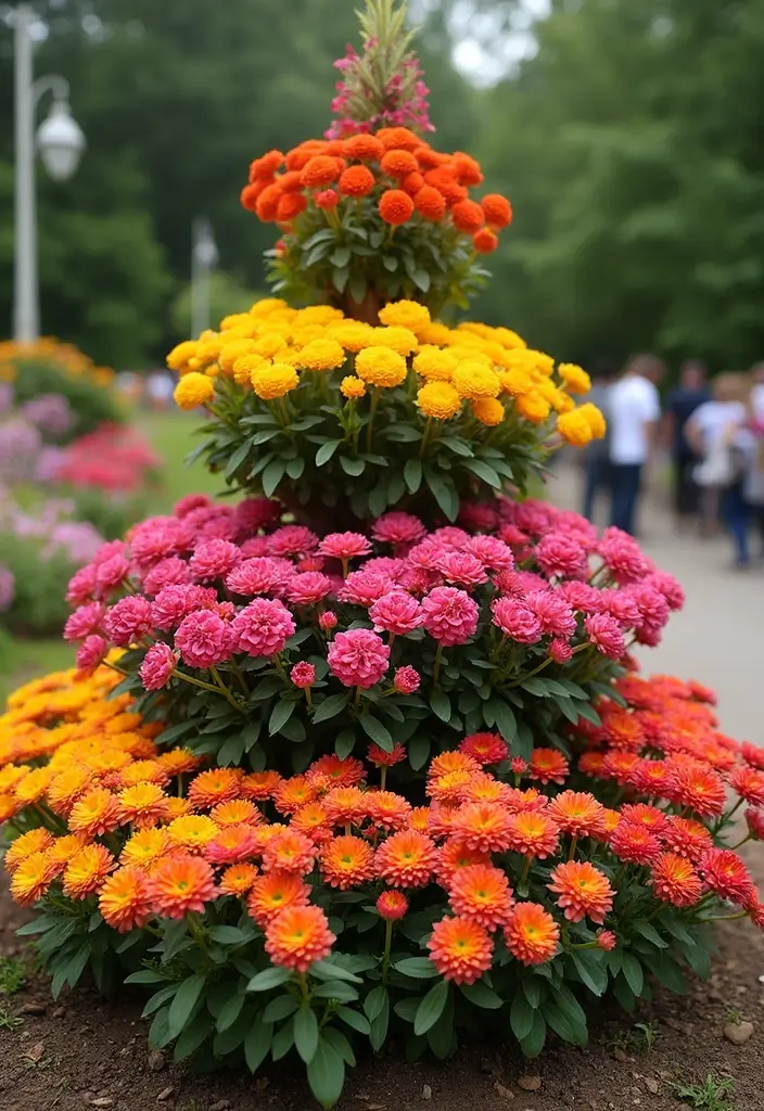 30 Three-Tiered Planter Ideas That Add Height and Beauty 55 30 Three-Tiered Planter Ideas That Add Height and Beauty - 9. Elevated Flower Garden