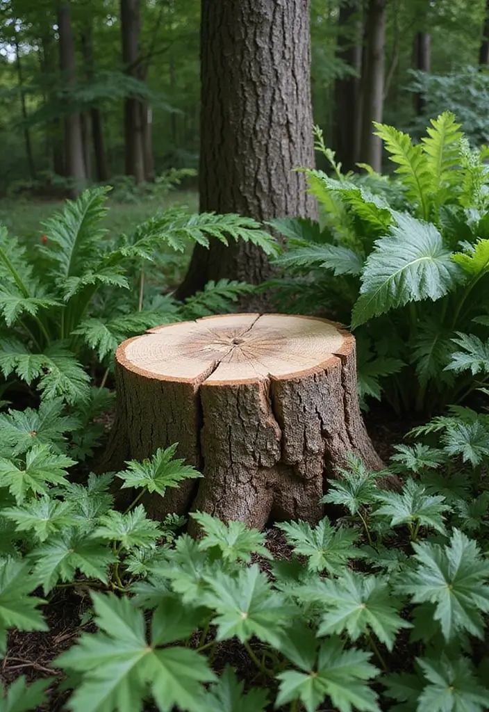 30 Tree Stump Planter Ideas That Turn Old Wood into Art - 13. Shade Planting