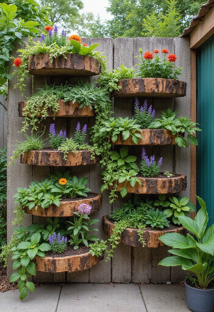 30 Tree Stump Planter Ideas That Turn Old Wood into Art - 14. Stump Wall Planters