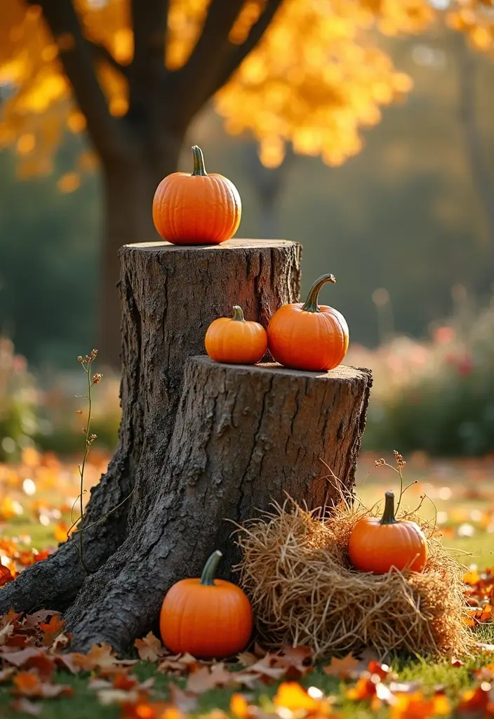 30 Tree Stump Planter Ideas That Turn Old Wood into Art - 9. Seasonal Display Stump