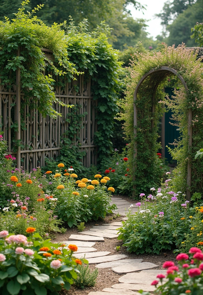 30 Trellis Ideas for Climbing Plants That Transform Your Garden - 30. Combining Trellis Styles