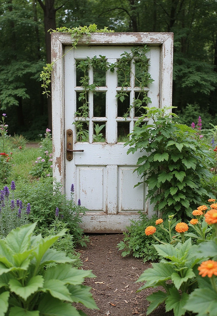 30 Veggie Garden Trellis Ideas That Boost Your Harvest - 17. Recycled Door Trellis