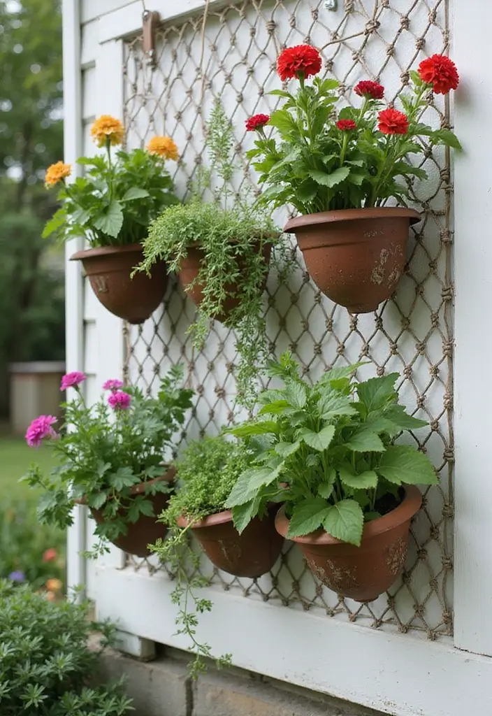 30 Veggie Garden Trellis Ideas That Boost Your Harvest - 18. Hanging Trellis Planters