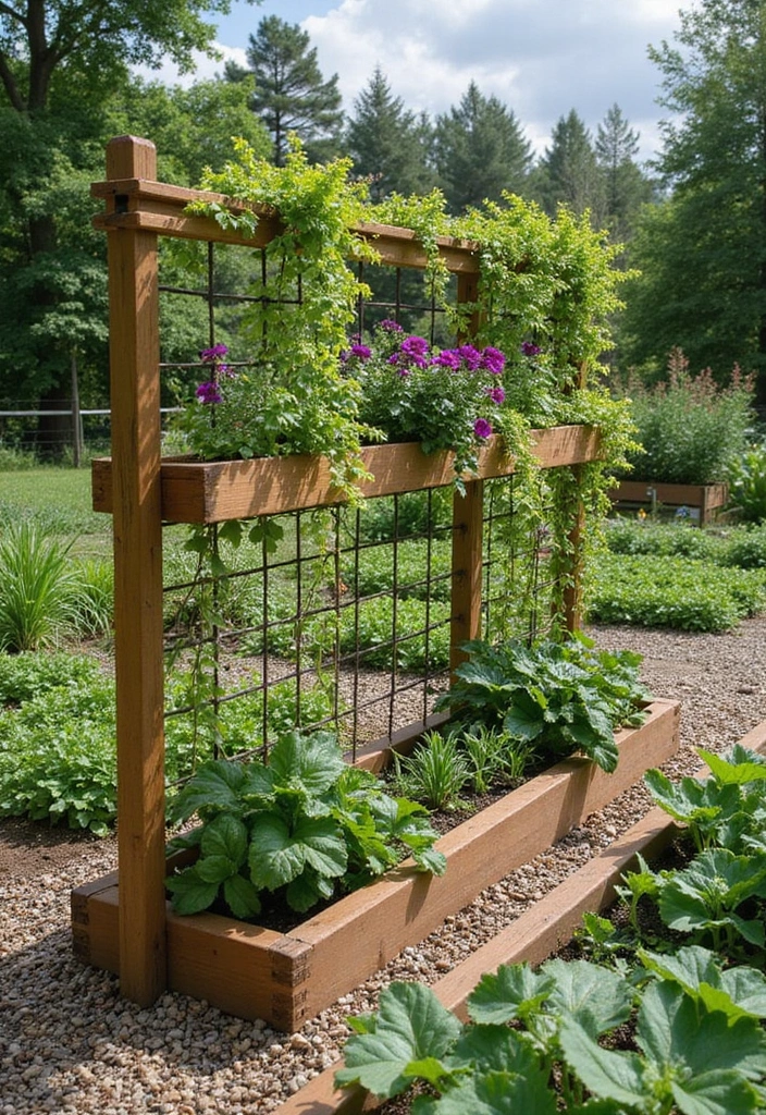 30 Veggie Garden Trellis Ideas That Boost Your Harvest - 19. Trellis with Planter Boxes