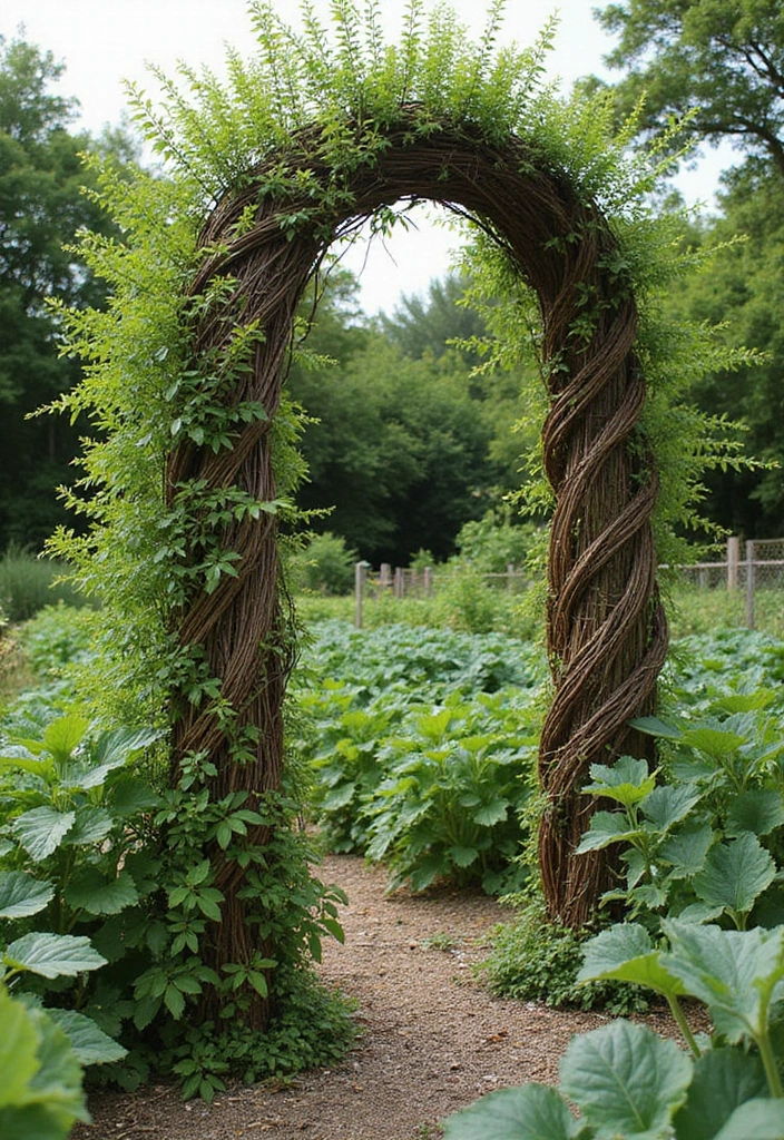 30 Veggie Garden Trellis Ideas That Boost Your Harvest - 21. Twisted Willow Trellis