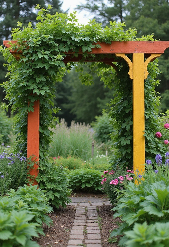 30 Veggie Garden Trellis Ideas That Boost Your Harvest - 25. Colorful Trellis Paint