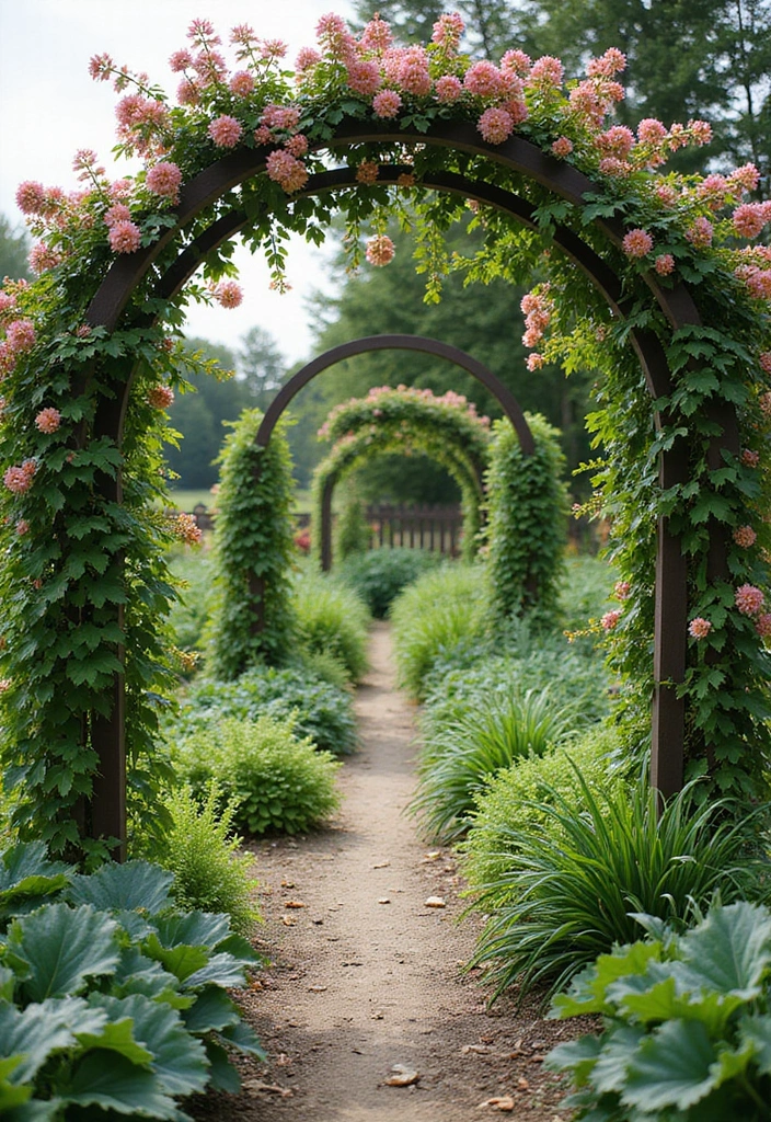 30 Veggie Garden Trellis Ideas That Boost Your Harvest - 3. Decorative Arched Trellis