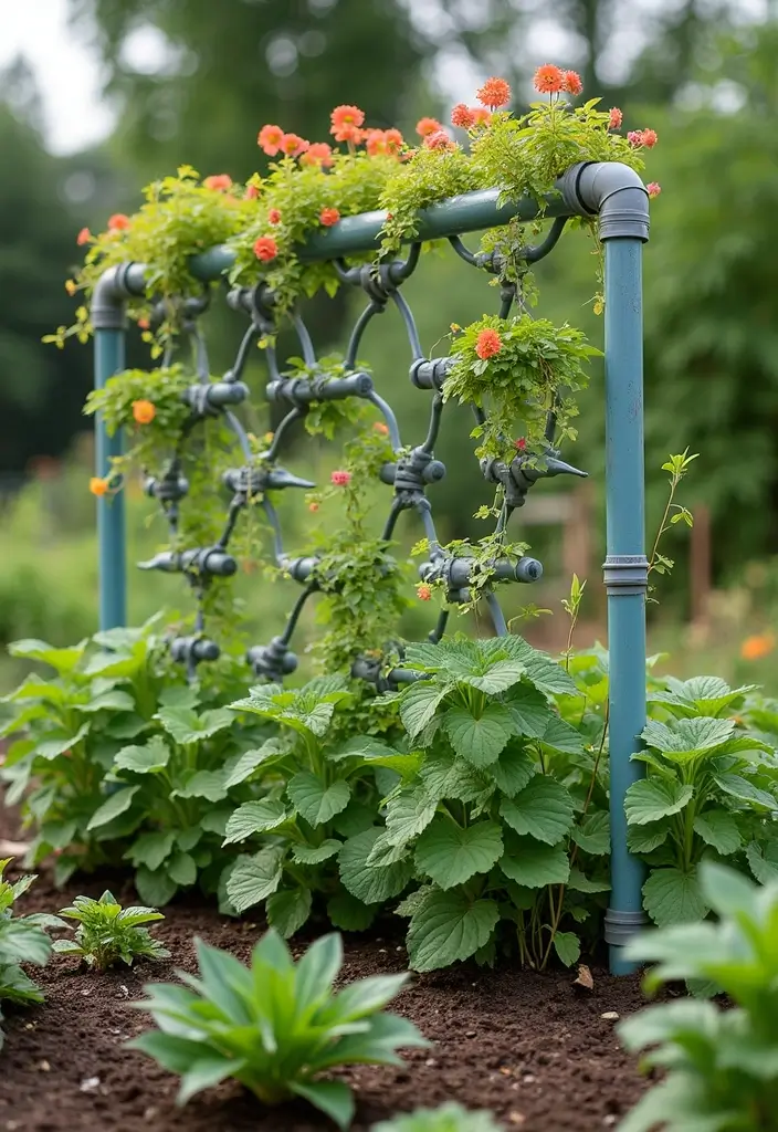 30 Veggie Garden Trellis Ideas That Boost Your Harvest - 5. PVC Pipe Trellis