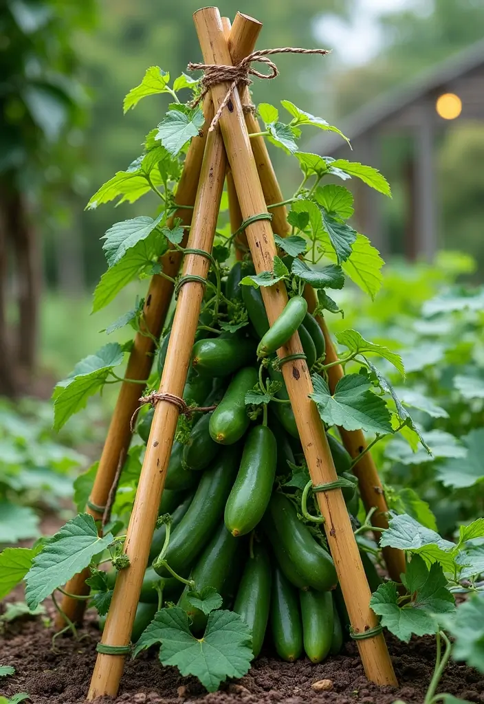 30 Veggie Garden Trellis Ideas That Boost Your Harvest - 7. Bamboo Trellis