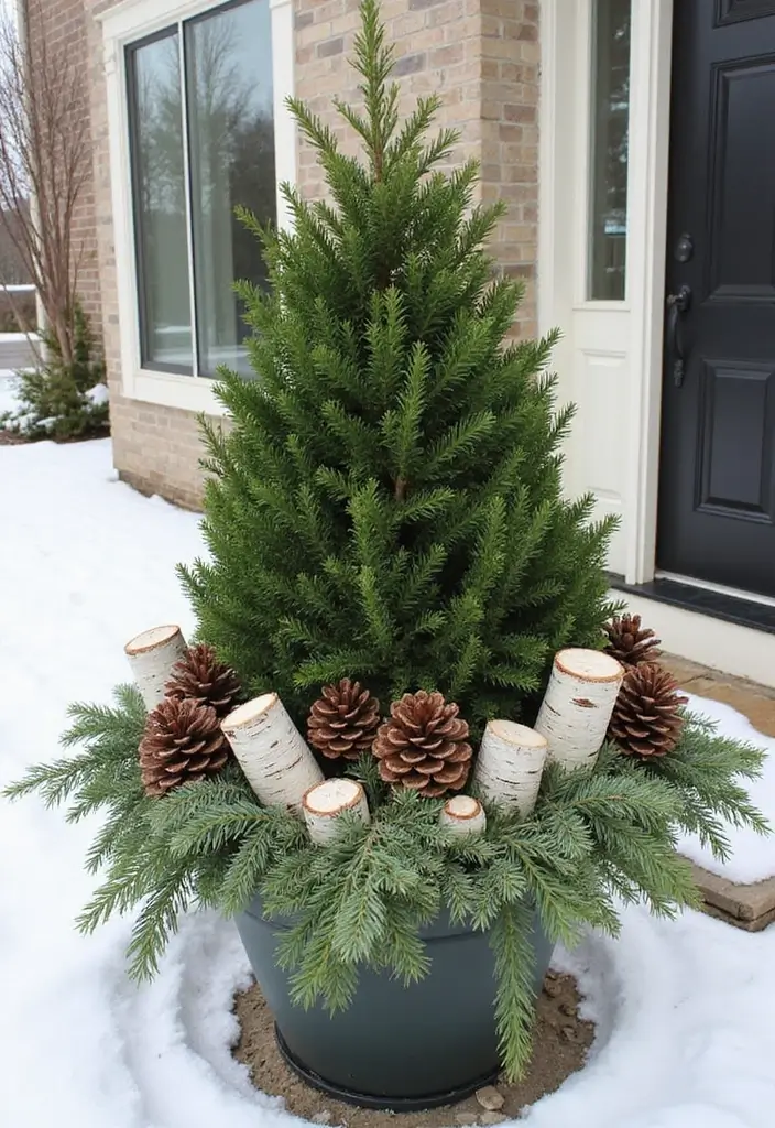 30 Winter Planter Ideas to Brighten Cold Days 1 30 Winter Planter Ideas to Brighten Cold Days - 1. Evergreen Elegance