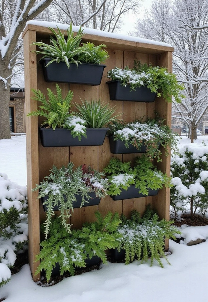 30 Winter Planter Ideas to Brighten Cold Days 60 30 Winter Planter Ideas to Brighten Cold Days - 10. Vertical Planter Garden