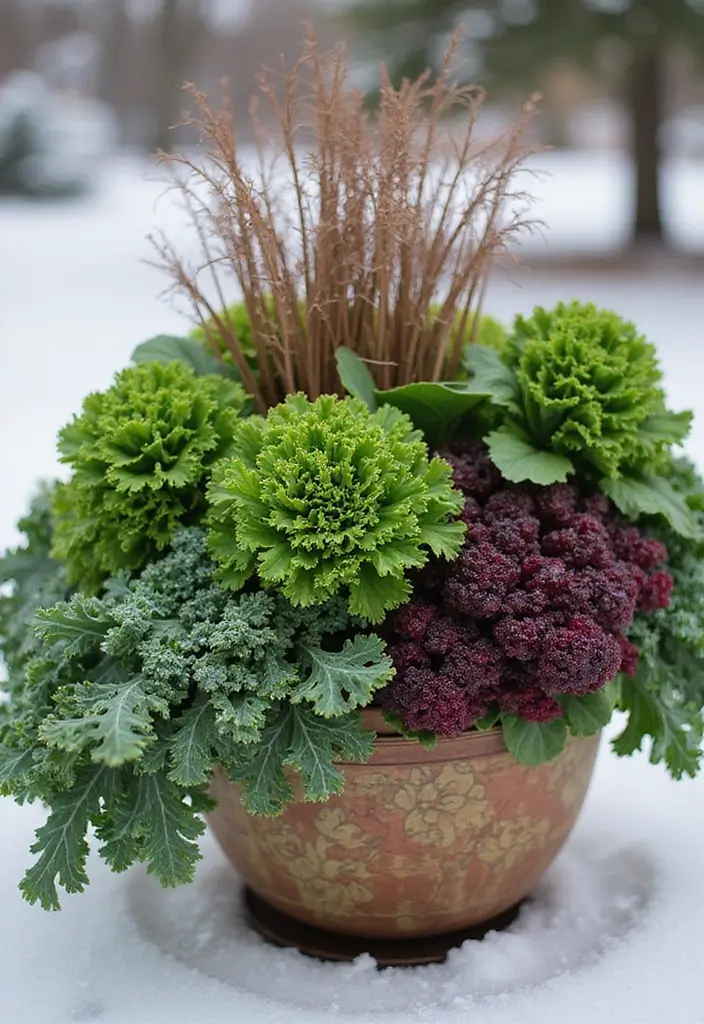 30 Winter Planter Ideas to Brighten Cold Days 79 30 Winter Planter Ideas to Brighten Cold Days - 13. Edible Winter Planters