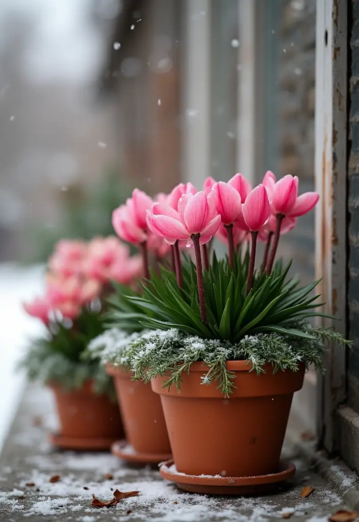 30 Winter Planter Ideas to Brighten Cold Days 103 30 Winter Planter Ideas to Brighten Cold Days - 17. Chic Terracotta Combinations