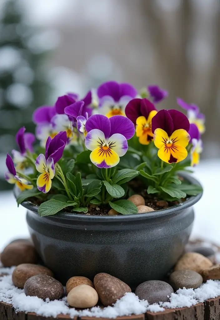 30 Winter Planter Ideas to Brighten Cold Days 8 30 Winter Planter Ideas to Brighten Cold Days - 2. Frosty Blooms