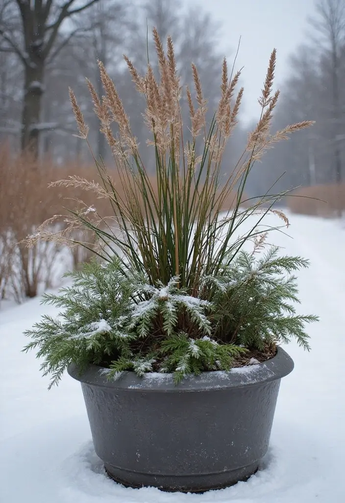 30 Winter Planter Ideas to Brighten Cold Days 148 30 Winter Planter Ideas to Brighten Cold Days - 24. Frost-Resistant Containers