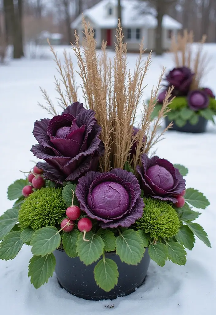 30 Winter Planter Ideas to Brighten Cold Days 153 30 Winter Planter Ideas to Brighten Cold Days - 25. Colorful Winter Vegetables