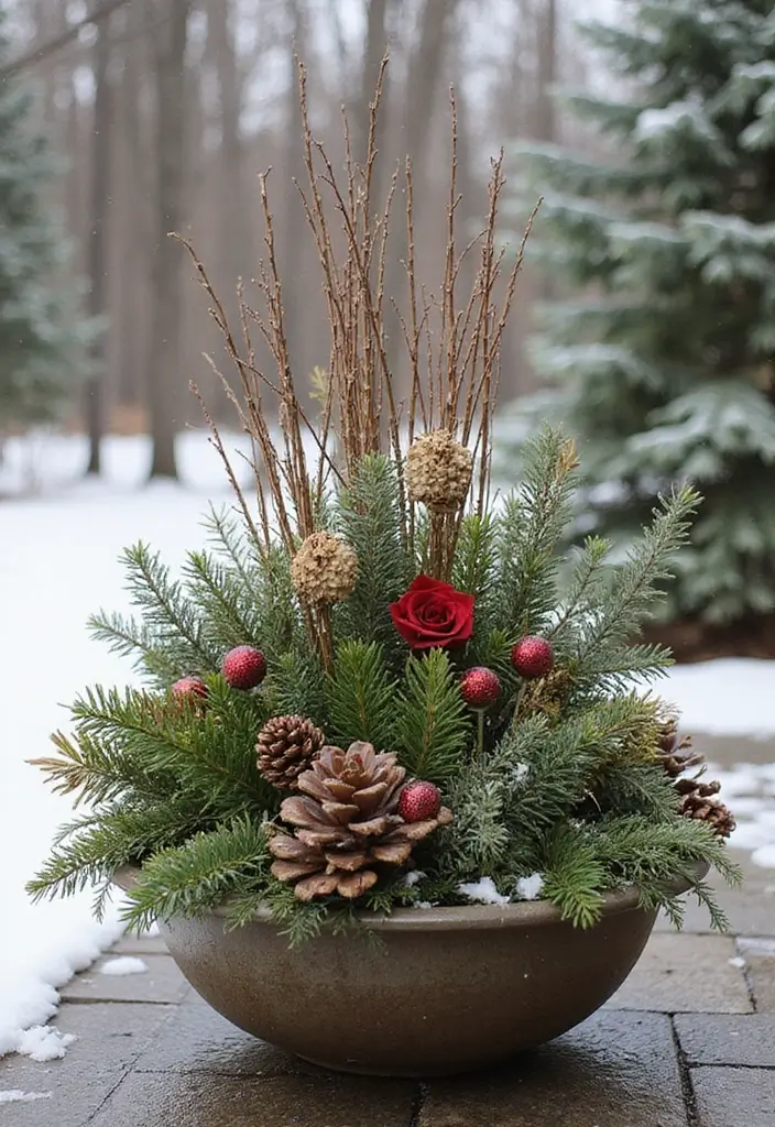 30 Winter Planter Ideas to Brighten Cold Days 188 30 Winter Planter Ideas to Brighten Cold Days - 30. Seasonal Events Planters