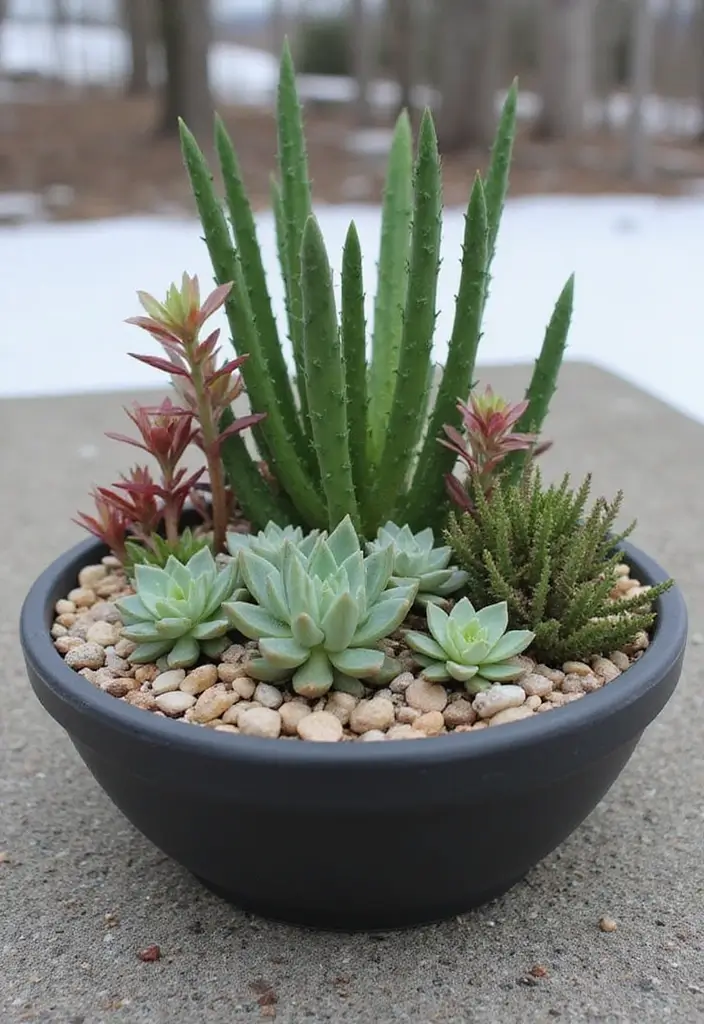 30 Winter Planter Ideas to Brighten Cold Days 27 30 Winter Planter Ideas to Brighten Cold Days - 5. Seasonal Succulents