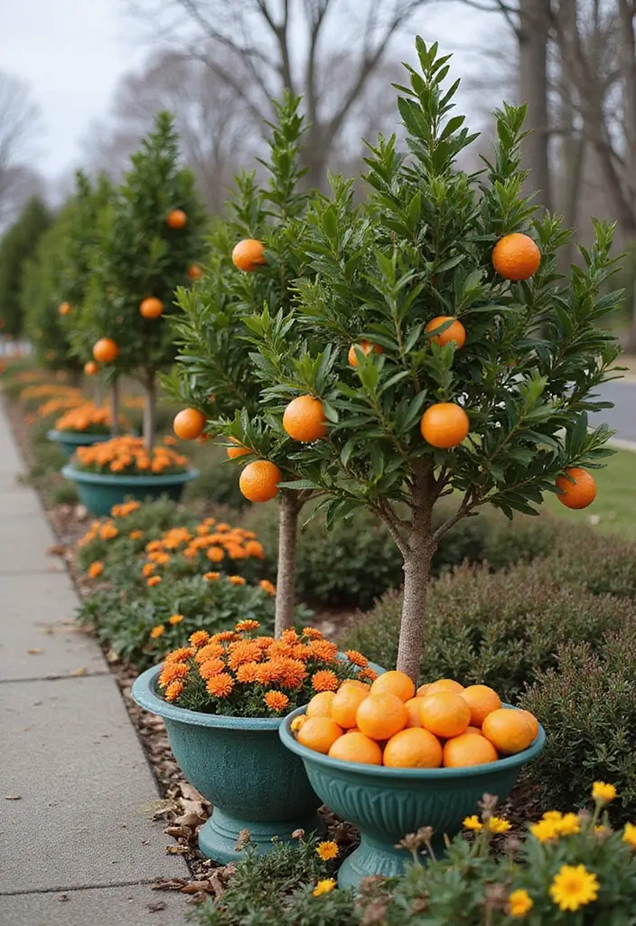 30 Winter Planter Ideas to Brighten Cold Days 39 30 Winter Planter Ideas to Brighten Cold Days - 7. Vibrant Citrus Containers