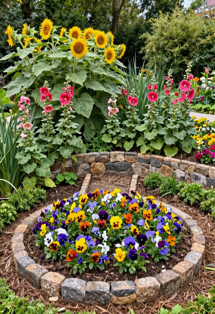 10 Circular Flower Bed Ideas for Eye Catching Symmetrical Garden Design - 1. Classic Tiered Circular Beds 1