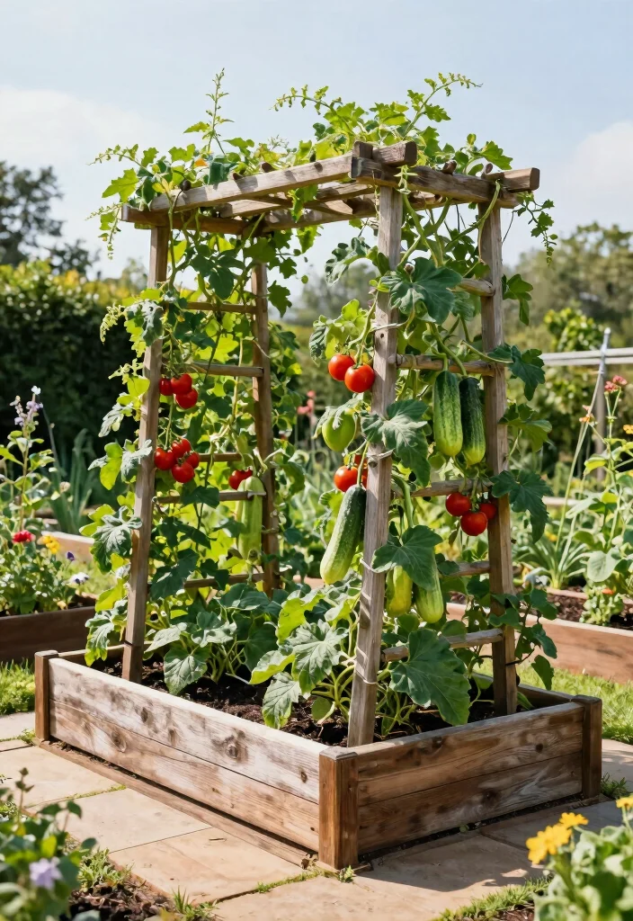 10 Corner Garden Bed Ideas for Smart Use of Unused Yard Space - 2. Raised Garden Beds with Trellises 1