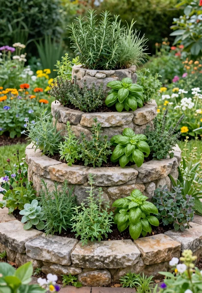10 Corner Garden Bed Ideas for Smart Use of Unused Yard Space - 3. Corner Herb Spiral 1