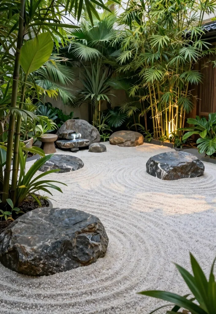 10 Island Garden Bed Ideas for Standalone Focal Point Landscaping - 10. Tropical Zen Garden Bed 1