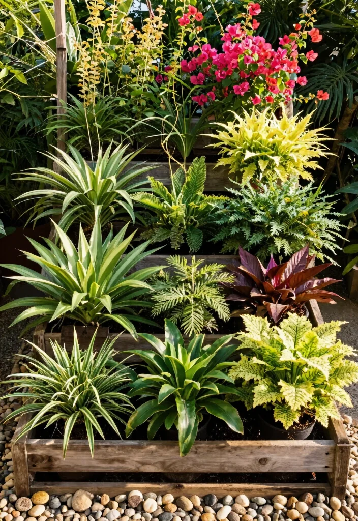 10 Island Garden Bed Ideas for Standalone Focal Point Landscaping - 3. Exotic Plant Showcases with Vertical Layers 1