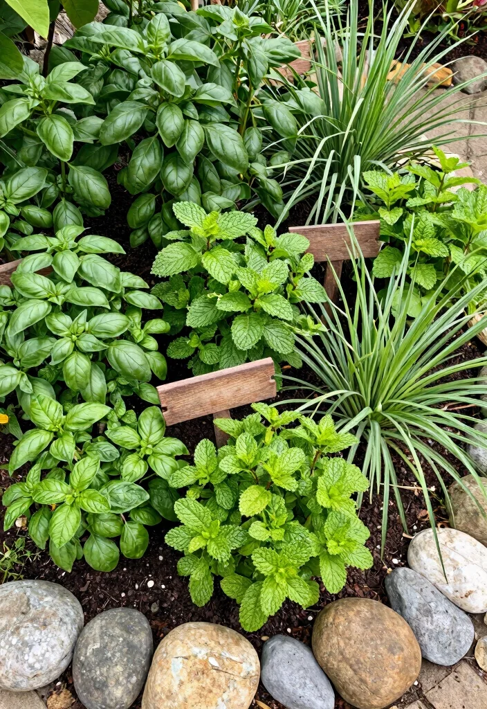 10 Island Garden Bed Ideas for Standalone Focal Point Landscaping - 6. Tropical Herb Bed for Culinary Delights 1