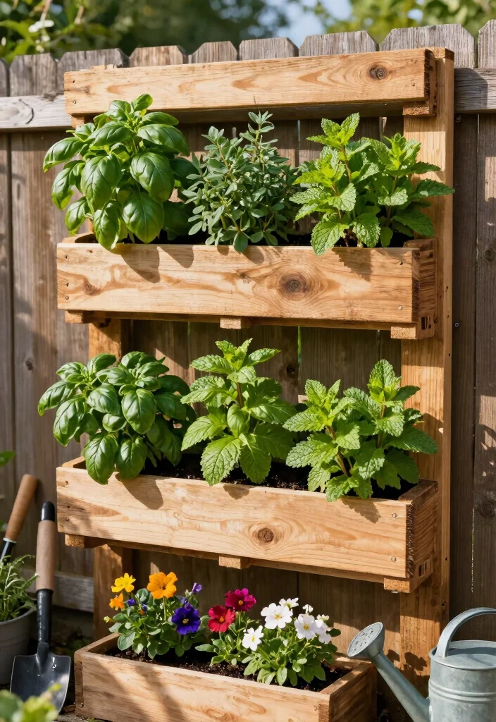 10 Pallet Landscaping Ideas for Creative Budget Friendly DIY Gardens - 1. Vertical Herb Garden 1