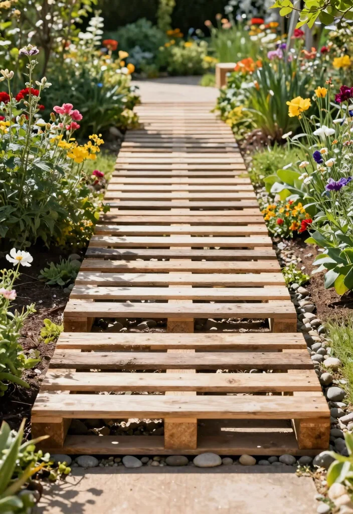 10 Pallet Landscaping Ideas for Creative Budget Friendly DIY Gardens - 9. Pallet Garden Pathway 1